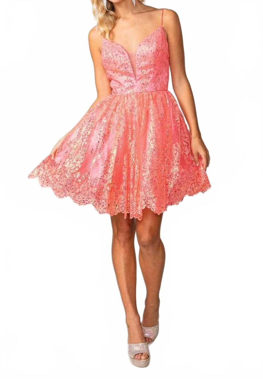 NEW DANCING QUEEN sequin a-line cocktail dress in coral